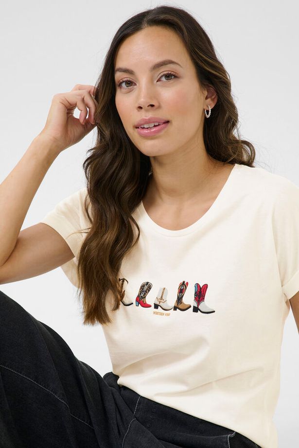 CREAM - CRSita Short Sleeve Round Neck T Shirt in Off White (10614080)