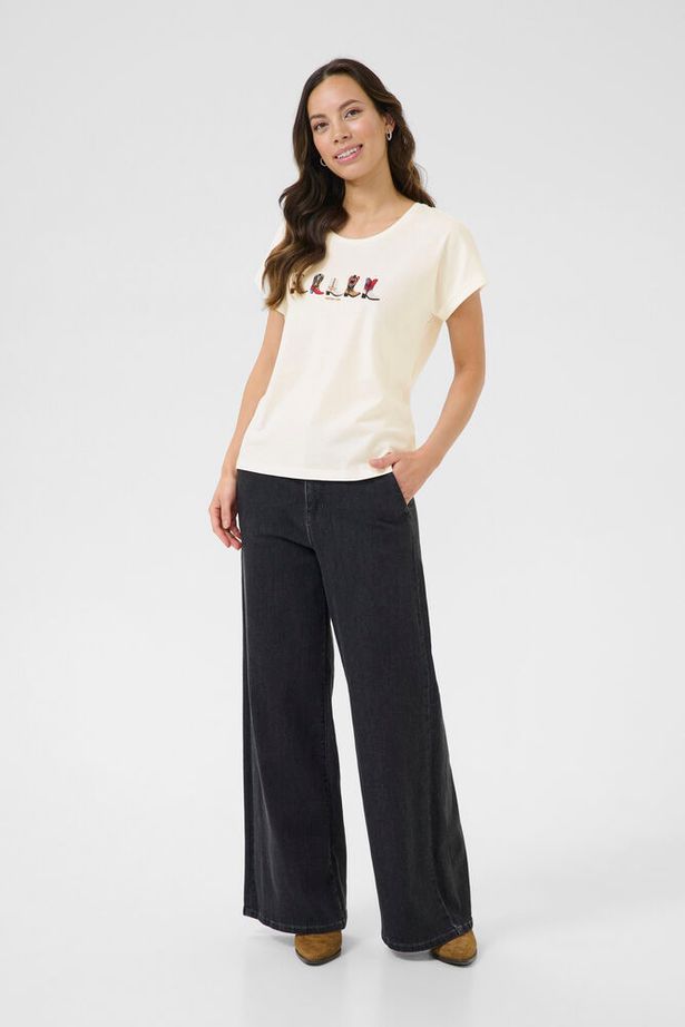 CREAM - CRSita Short Sleeve Round Neck T Shirt in Off White (10614080)