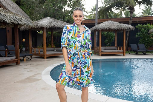 Orientique - Cannes - Cotton Button Through Dress with Collar (40031)