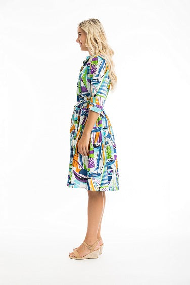 Orientique - Cannes - Cotton Button Through Dress with Collar (40031)