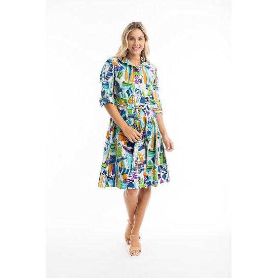 Orientique - Cannes - Cotton Button Through Dress with Collar (40031)