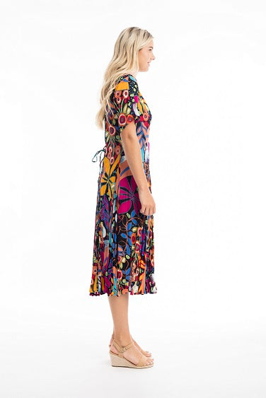 Orientique - Copacabana - Floaty Bold Print Godet Short Sleeve Dress (61680)