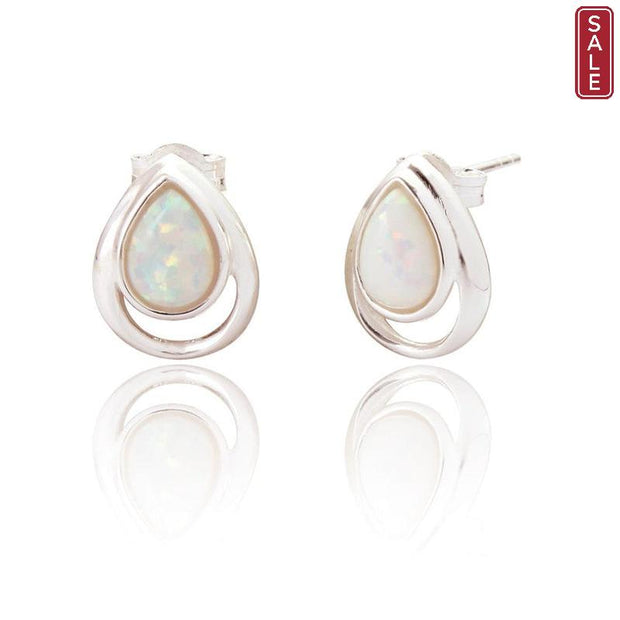Spoke925 - Xanna White Teardrop Opal Silver Earrings