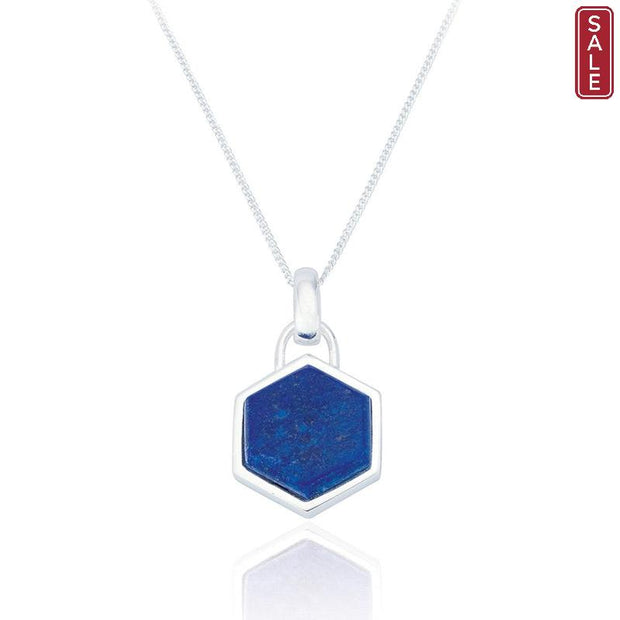 Spoke925 - Liga Hexagon Lapis Pendant on 18" Silver Chain