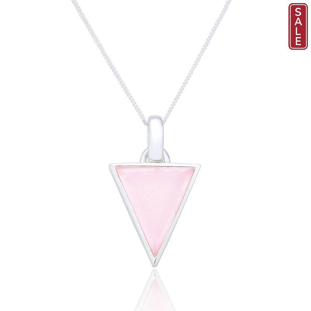 Spoke925 - Liga Triangular Rose Quartz Pendant on 18" Silver Chain