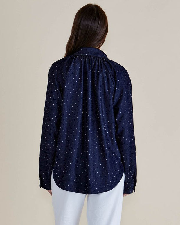 Betty Basics - Lizza - Ladies Dark Blue Shirt With Diamante Embellishments (BB8418)