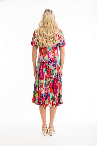 Orientique - Nevis - Floaty Bold Print Godet Short Sleeve Dress (81296)