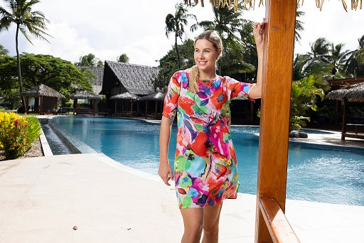 Orientique - Nevis - A-Line Contemporary Short Sleeve Dress (81298)