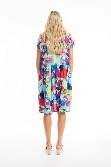 Orientique - Nevis - Boxy Ruched Waist Short Sleeve Dress (81300)