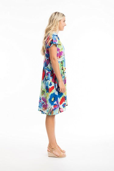 Orientique - Nevis - Boxy Ruched Waist Short Sleeve Dress (81300)