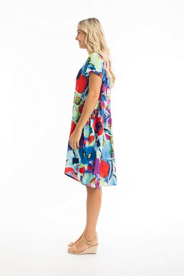 Orientique - Nevis - Boxy Ruched Waist Short Sleeve Dress (81300)