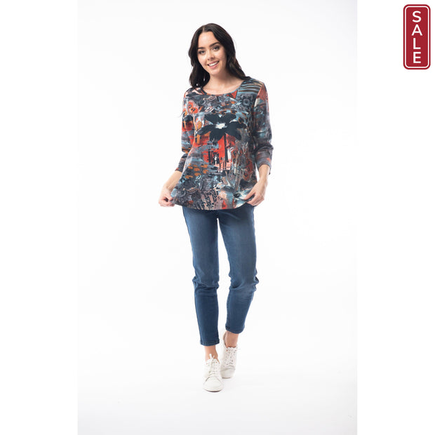 Orientique - Poseidon  - Autumnal Multi-Coloured Long Sleeve T Shirt (2275)