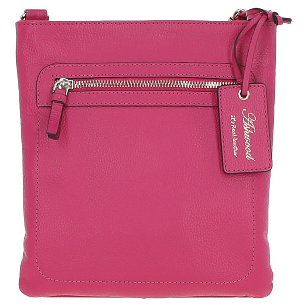 Ashwood Leather - Raspberry Crossbody Bag with Zip Pockets - CB3