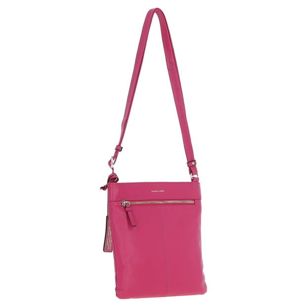 Ashwood Leather - Raspberry Crossbody Bag with Zip Pockets - CB3