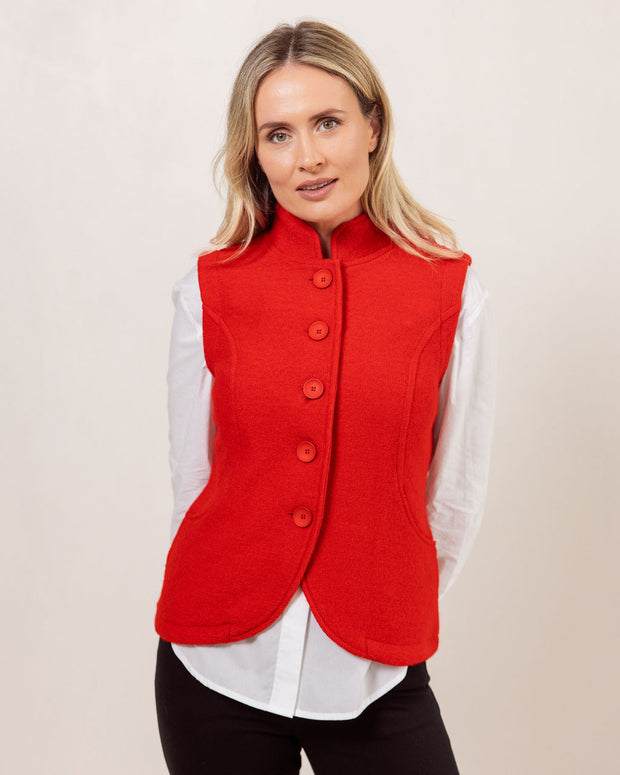 SEE SAW - Button Through Boiled Wool Gilet/Vest in Navy (SS153)