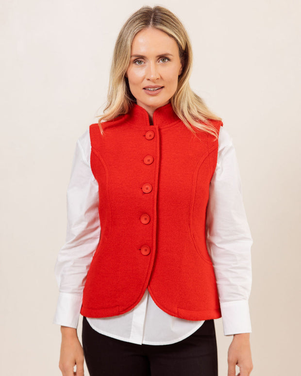 SEE SAW - Button Through High Collar Boiled Wool Waistcoat (SS150) (2 colours)