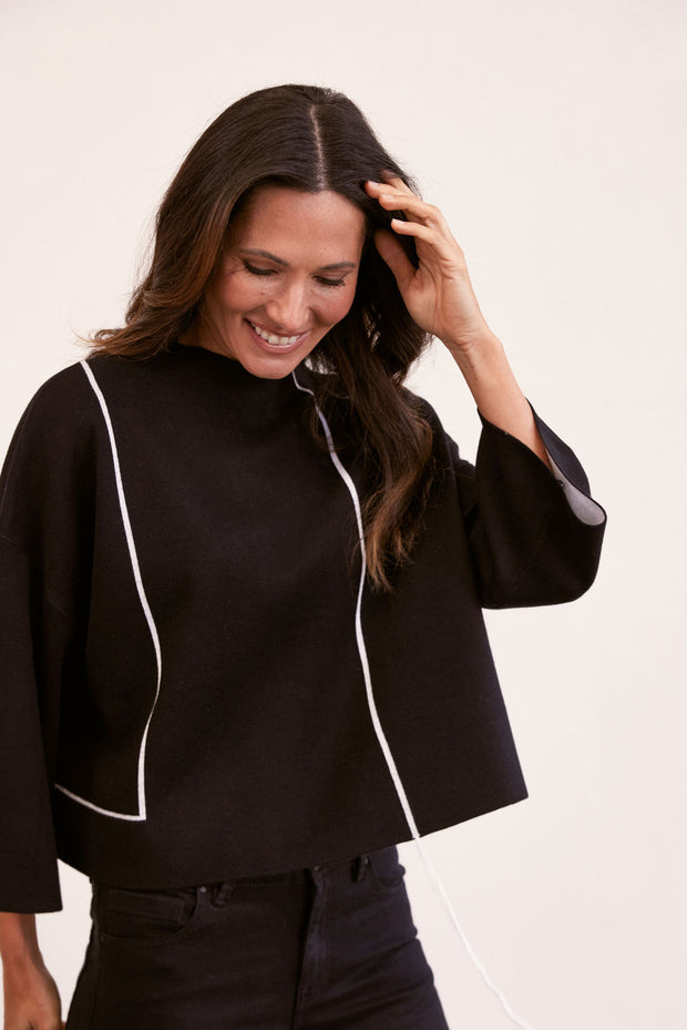 SEE SAW - Funnel Neck Long Sleeve Cropped Length Jumper (SS247) 2 colours