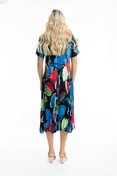 Orientique - Seychelles - Floaty Bold Print Godet Short Sleeve Dress (91009)