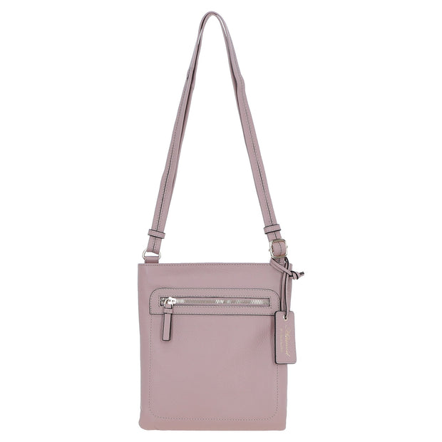 Ashwood Leather - Woodrose/Light Pink Crossbody Bag with Zip Pockets - CB3