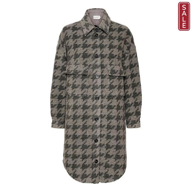 CREAM - CRChea Grey Check Wool Mix Coat