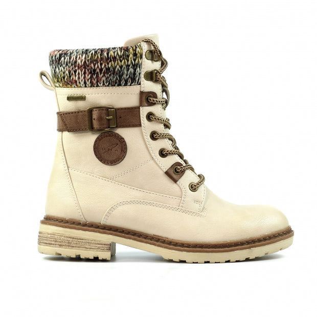 Lunar Shoes - Annabelle Waterproof High Ankle Boot in Cream (GLH003)