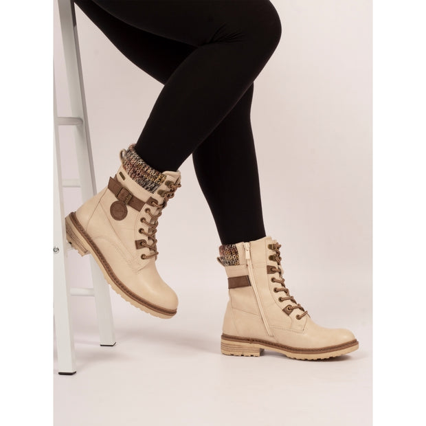 Lunar Shoes - Annabelle Waterproof High Ankle Boot in Cream (GLH003)