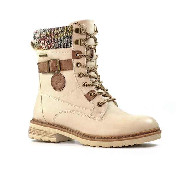 Lunar Shoes - Annabelle Waterproof High Ankle Boot in Cream (GLH003)
