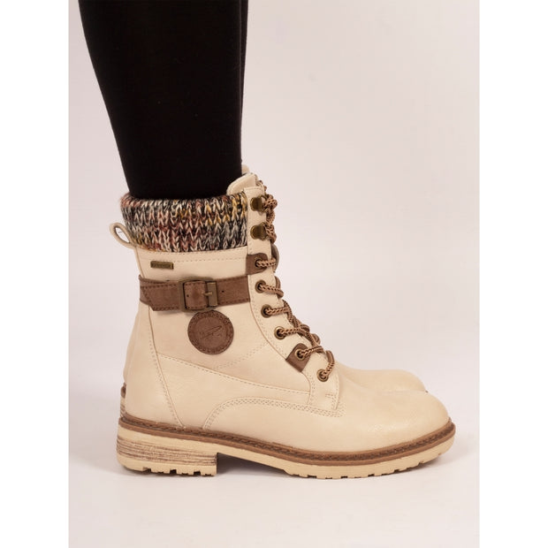 Lunar Shoes - Annabelle Waterproof High Ankle Boot in Cream (GLH003)