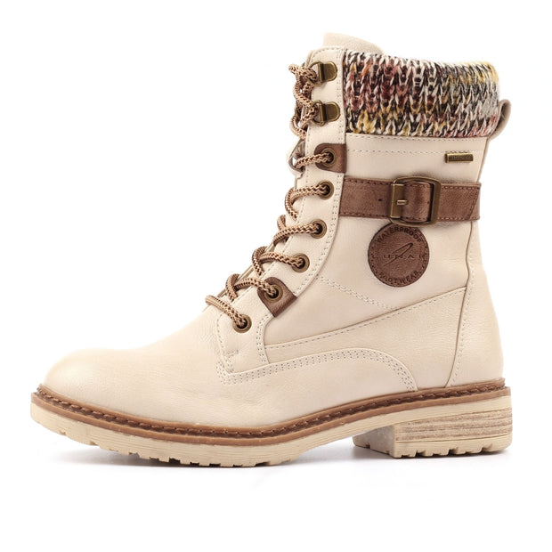 Lunar Shoes - Annabelle Waterproof High Ankle Boot in Cream (GLH003)