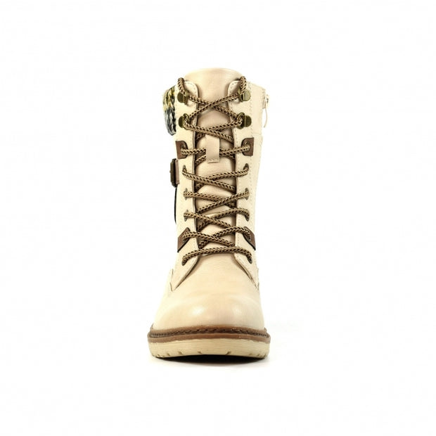 Lunar Shoes - Annabelle Waterproof High Ankle Boot in Cream (GLH003)