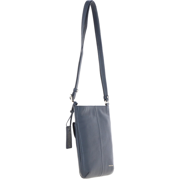 Ashwood Leather - Navy Leather Crossbody Bag with a Zip & Flap Over Pocket  - CB5