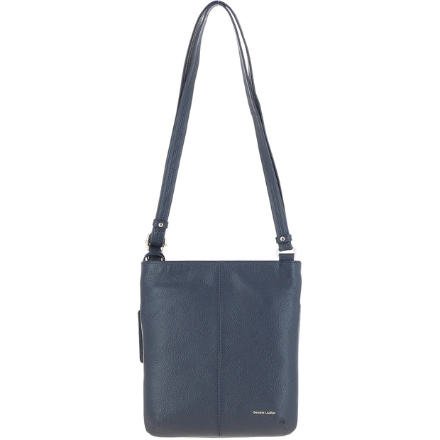 Ashwood Leather - Navy Leather Crossbody Bag with a Zip & Flap Over Pocket  - CB5