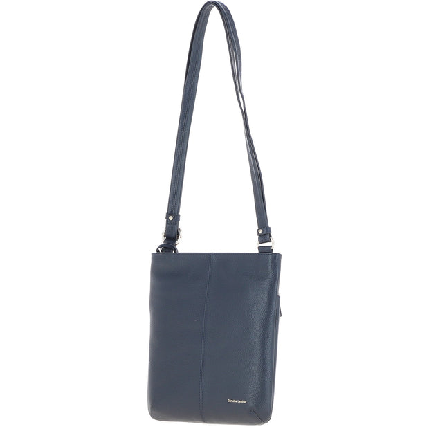 Ashwood Leather - Navy Leather Crossbody Bag with a Zip & Flap Over Pocket  - CB5