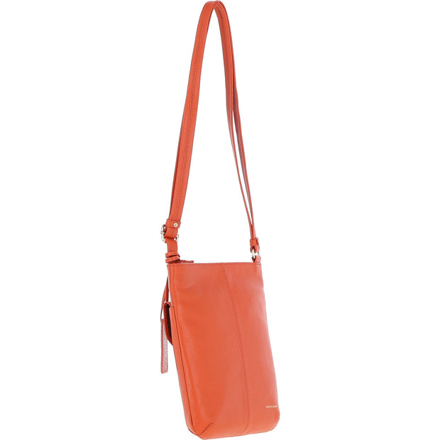 Ashwood Leather - Orange Leather Crossbody Bag with a Zip & Flap Over Pocket  - CB5