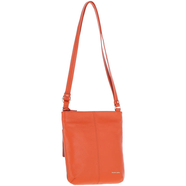 Ashwood Leather - Orange Leather Crossbody Bag with a Zip & Flap Over Pocket  - CB5