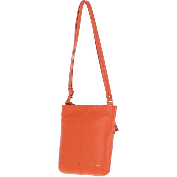 Ashwood Leather - Orange Leather Crossbody Bag with a Zip & Flap Over Pocket  - CB5