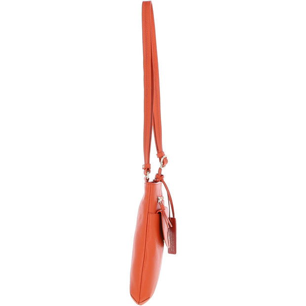 Ashwood Leather - Orange Leather Crossbody Bag with a Zip & Flap Over Pocket  - CB5