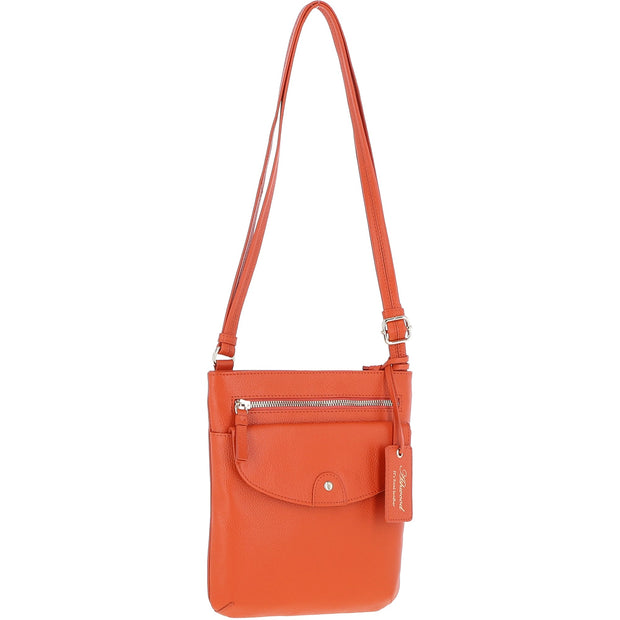 Ashwood Leather - Orange Leather Crossbody Bag with a Zip & Flap Over Pocket  - CB5