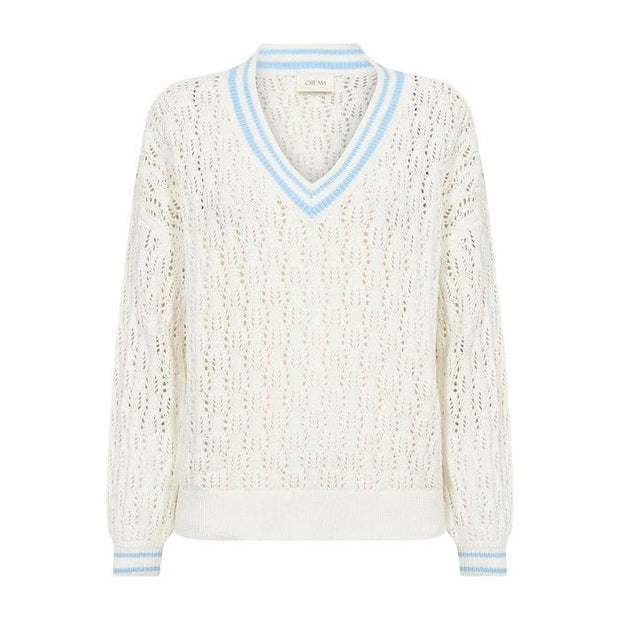 CREAM - CRPreps V Neck Lace Weave Jumper (10613307)