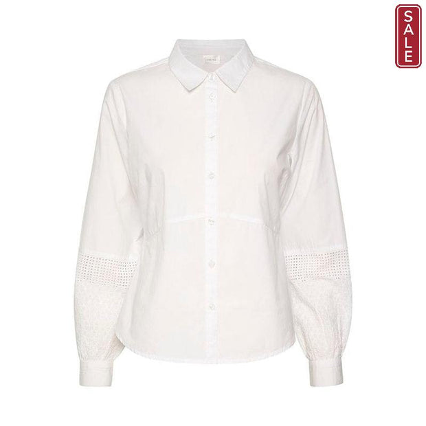 CREAM - CREvella Long Sleeve White Cotton Shirt