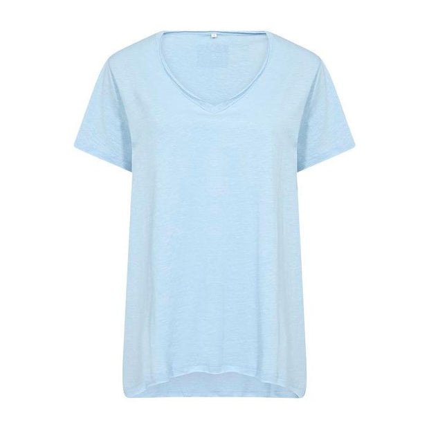 CREAM - CRSina V Neck Cotton T Shirt in Light Blue (10612207)