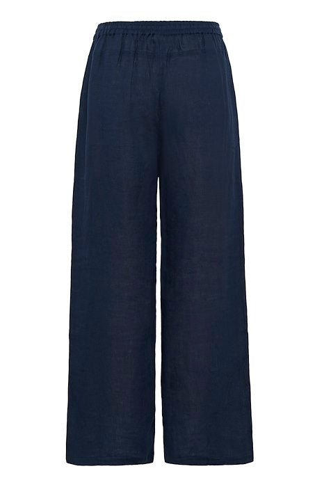 Cream - CRBellis Wide Leg Linen Trouser in Navy (10611574)