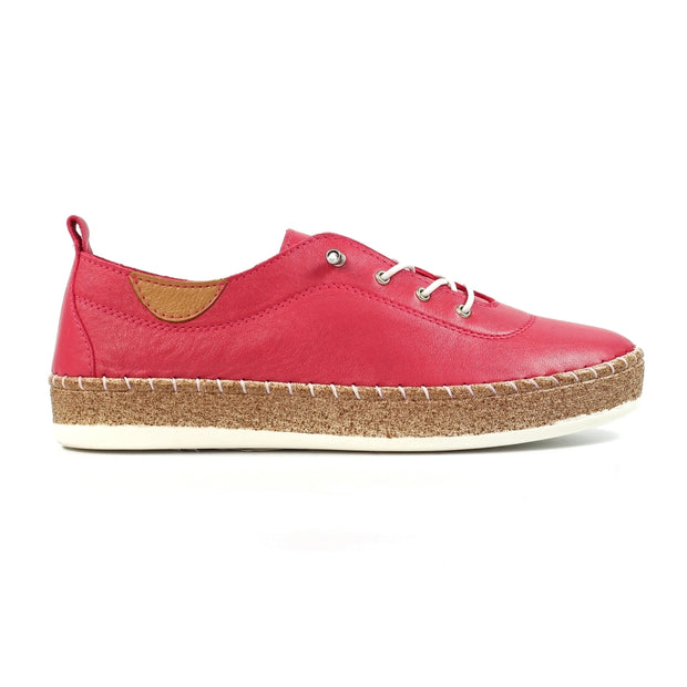 Lunar Shoes - Evie Raspberry Leather Shoe with Elasticated laces