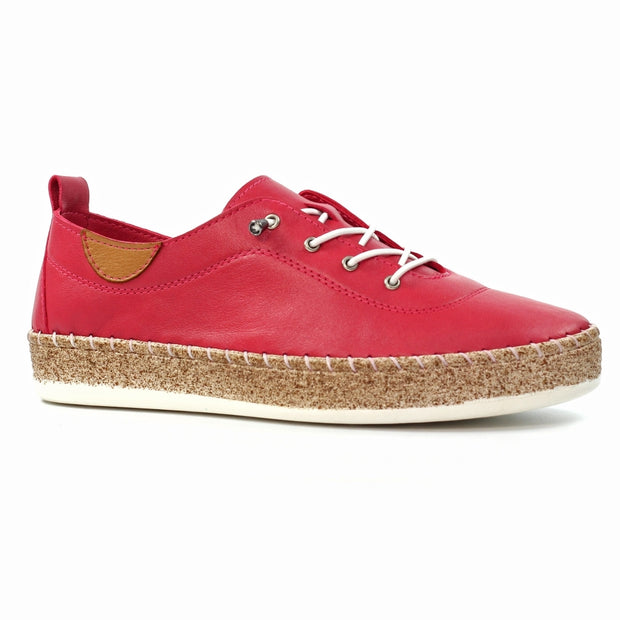 Lunar Shoes - Evie Raspberry Leather Shoe with Elasticated laces