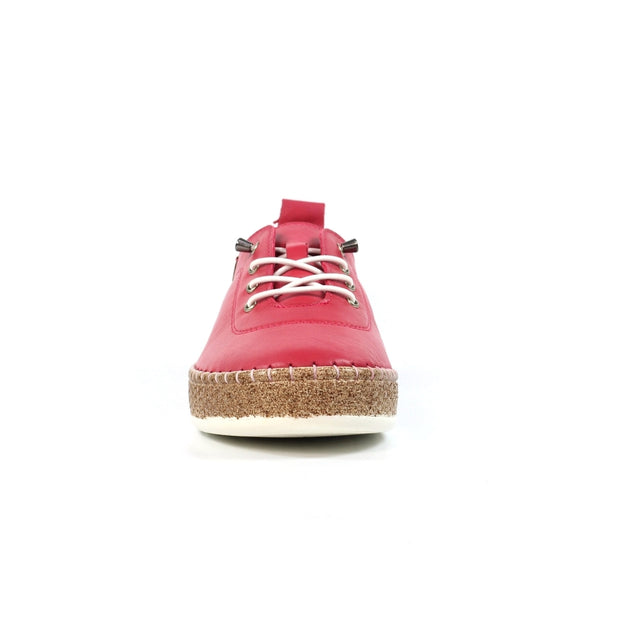 Lunar Shoes - Evie Raspberry Leather Shoe with Elasticated laces