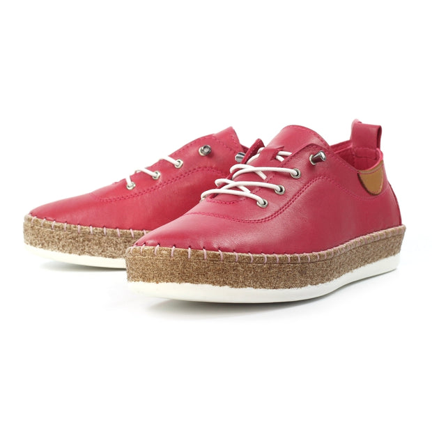 Lunar Shoes - Evie Raspberry Leather Shoe with Elasticated laces