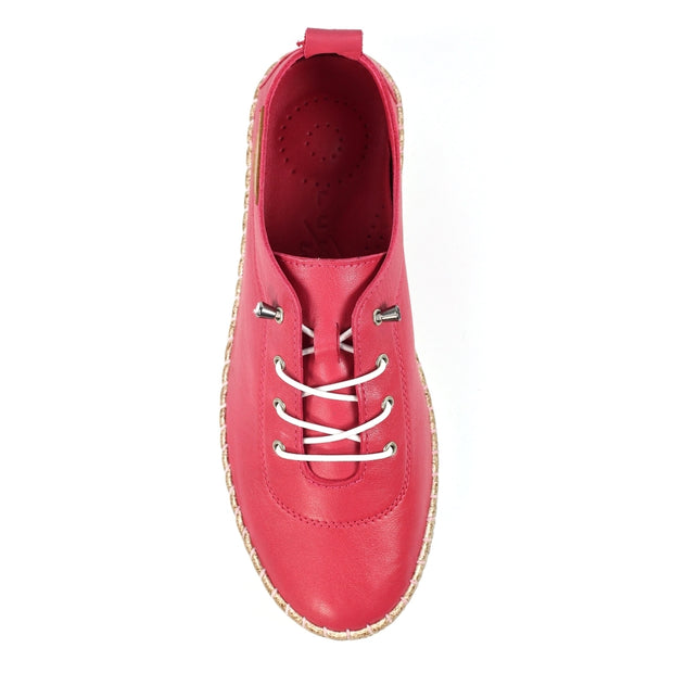 Lunar Shoes - Evie Raspberry Leather Shoe with Elasticated laces