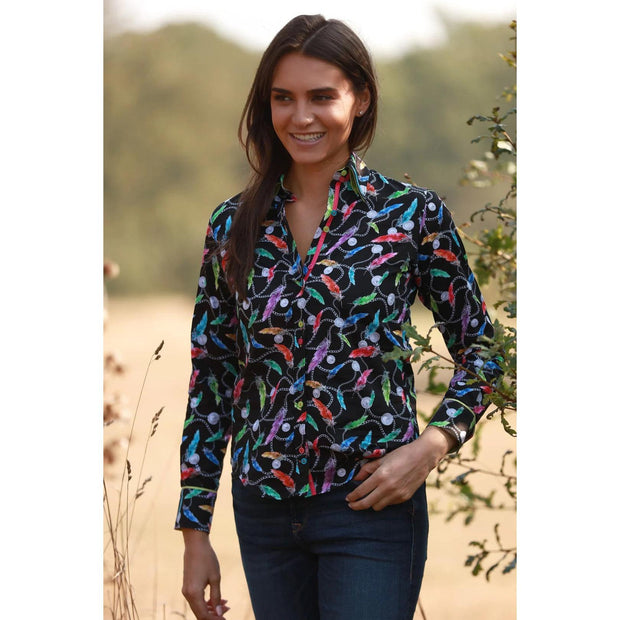 Claudio Lugli - Ladies Cotton Shirt - Feathers and Chain Print (CLW2403)