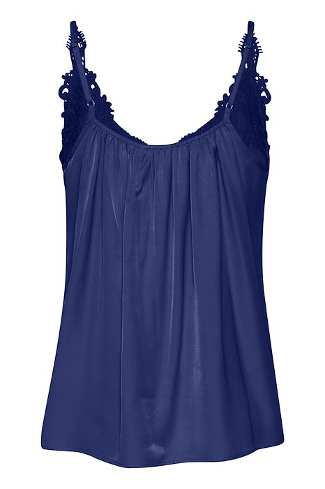 CREAM - Anna - Sleeveless V Neck Vest Top with Lace Detail (10611224)