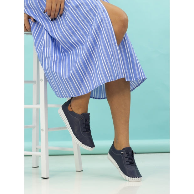 Lunar Shoes - Flamborough Navy Leather Shoe